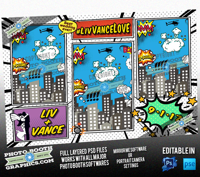 Comic Book Postcard 4x6 - Photo Booth Graphics