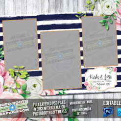 Striped Watercolor Flowers 3 side by side