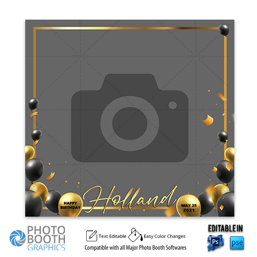 Digital Touchpix 360 Booth Eucalyptus Floral Gold PNG Download